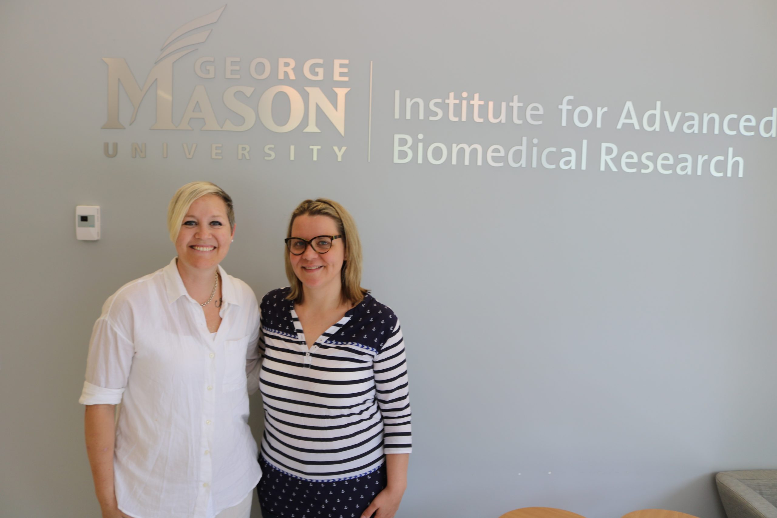 Lyndsay Hodges with Mariaelena Pierobon, one of Side-Out's research scientists.